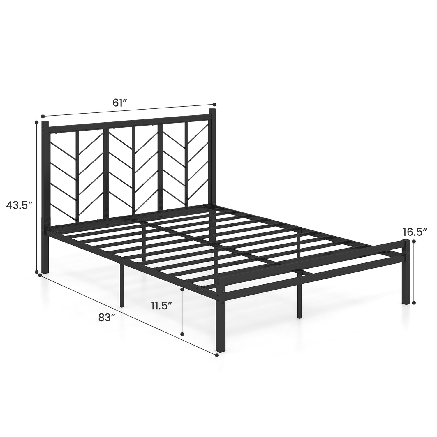 Twin Size Platform Bed with Headboard and Metal Frame