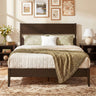 Queen Bed Frame with Headboard and Solid Wood Legs 12 Slats