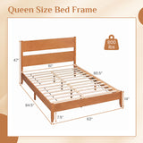 Queen Bed Frame with Headboard and Solid Wood Legs 12 Slats
