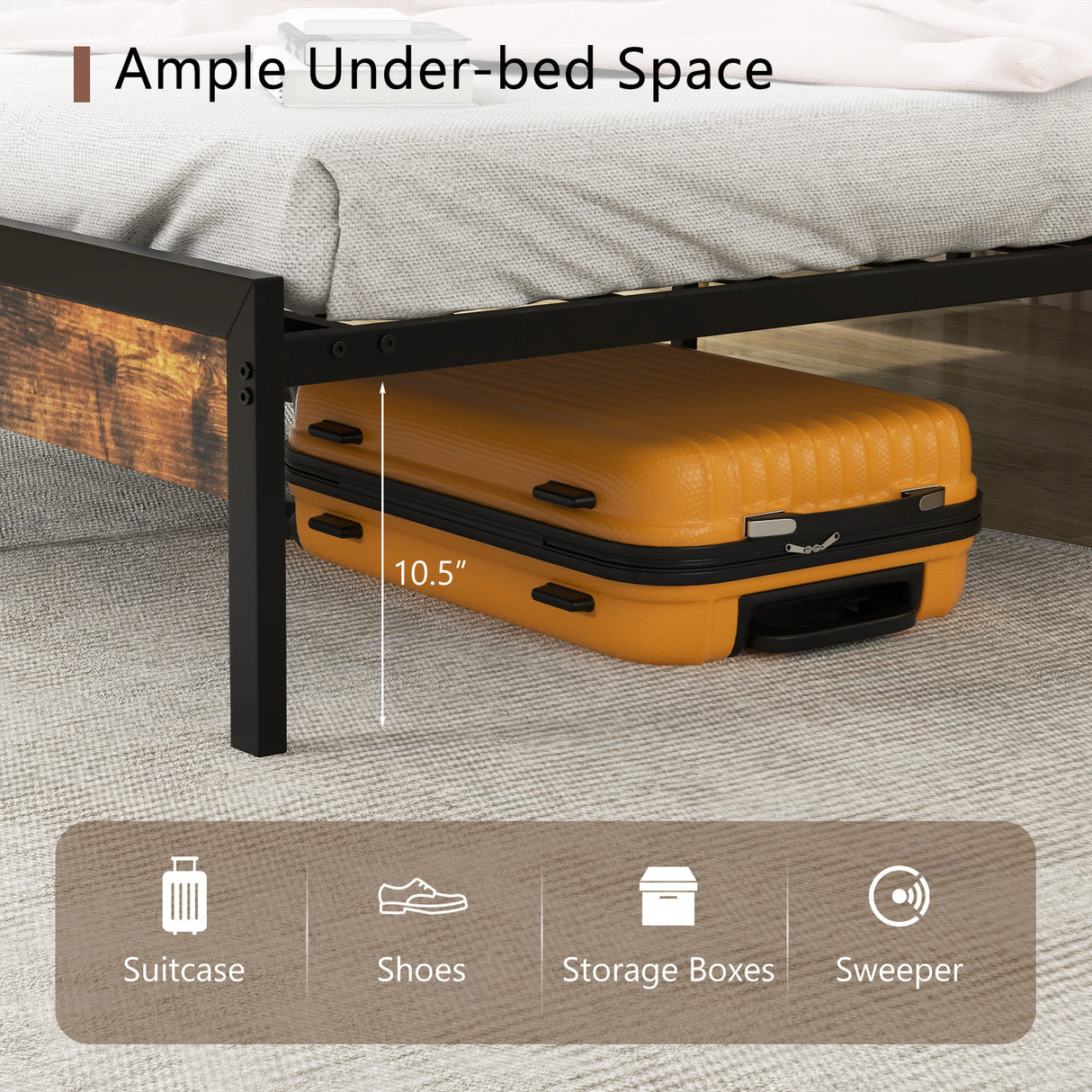 Twin/Full/Queen Bed Frame with Storage Headboard and Charging Station