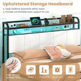 Twin/Full/Queen/King Size Bed Frame with LED Light and Charging Station