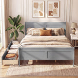 Queen Size Bed Frame with 2 Storage Drawers and Footboard