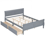 Queen Size Bed Frame with 2 Storage Drawers and Footboard