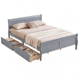 Queen Size Bed Frame with 2 Storage Drawers and Footboard