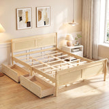 Queen Size Bed Frame with 2 Storage Drawers and Footboard
