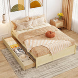 Queen Size Bed Frame with 2 Rolling Storage Drawers