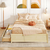 Queen Size Bed Frame with 2 Rolling Storage Drawers
