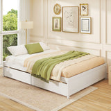 Queen Size Bed Frame with 2 Rolling Storage Drawers