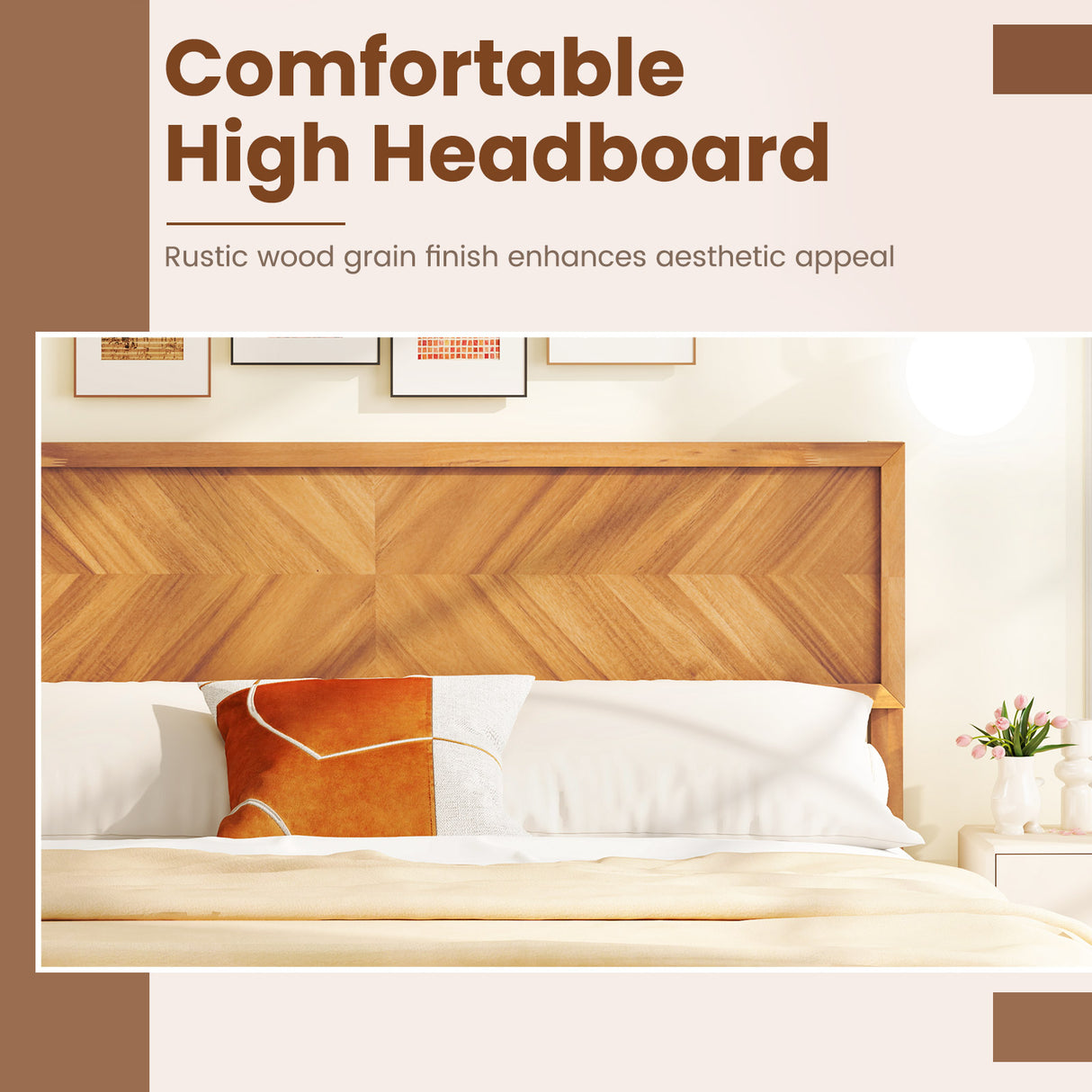 Twin/Full/Queen Size Bed Frame with Headboard and Storage Space