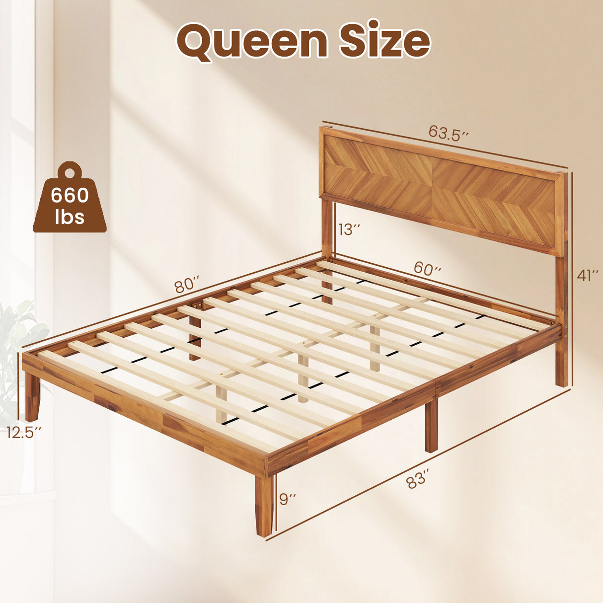 Twin/Full/Queen Size Bed Frame with Headboard and Storage Space