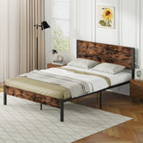 Full/King/Queen/Twin Size Bed Frame with High Headboard and Mute Bar
