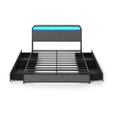 Twin/Full/Queen Size Bed Frame with LED Lights and Charging Station