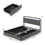 Twin/Full/Queen Size Bed Frame with LED Lights and Charging Station