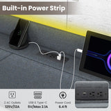 Full/Queen Size Bed Frame with LED Lights and Charging Station