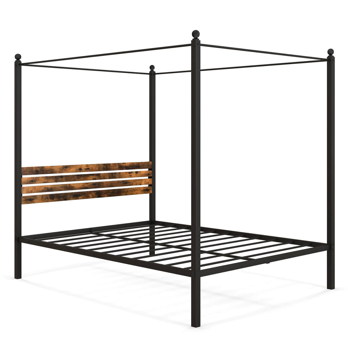 Queen Size Canopy Bed Frame with Under Bed Storage