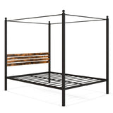 Queen Size Canopy Bed Frame with Under Bed Storage