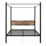 Queen Size Canopy Bed Frame with Under Bed Storage