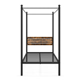 Queen Size Canopy Bed Frame with Under Bed Storage