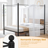 Queen Size Canopy Bed Frame with Under Bed Storage