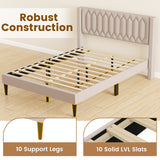Queen Size Dutch Velvet/Linen Fabric Upholstered Platform Bed with Wingback Headboard and Wooden Slat Support
