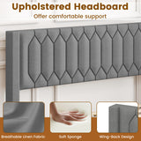 Queen Size Dutch Velvet/Linen Fabric Upholstered Platform Bed with Wingback Headboard and Wooden Slat Support