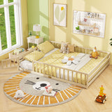 Queen Size Floor Bed Kids Montessori Bed Frame with Full Length Safety Guardrails