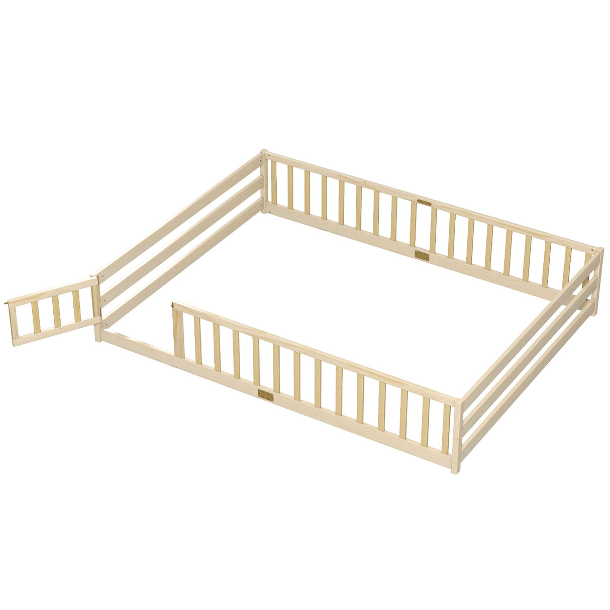 Queen Size Floor Bed Kids Montessori Bed Frame with Full Length Safety Guardrails