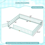 Queen Size Floor Bed Kids Montessori Bed Frame with Full Length Safety Guardrails