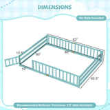 Queen Size Floor Bed Kids Montessori Bed Frame with Full Length Safety Guardrails