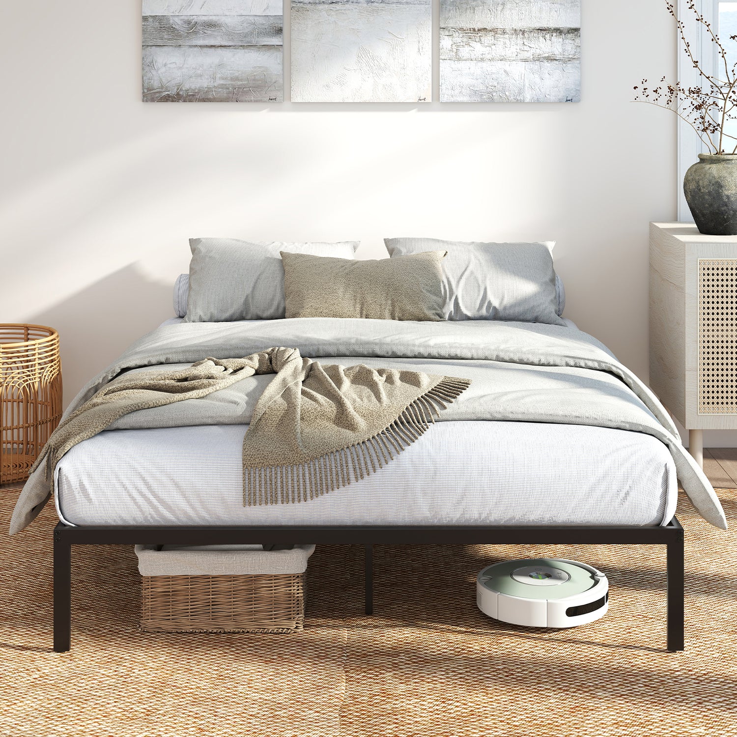 Full/Queen/King Size Metal Bed Frame Heavy Duty Support Slats Mattress Foundation