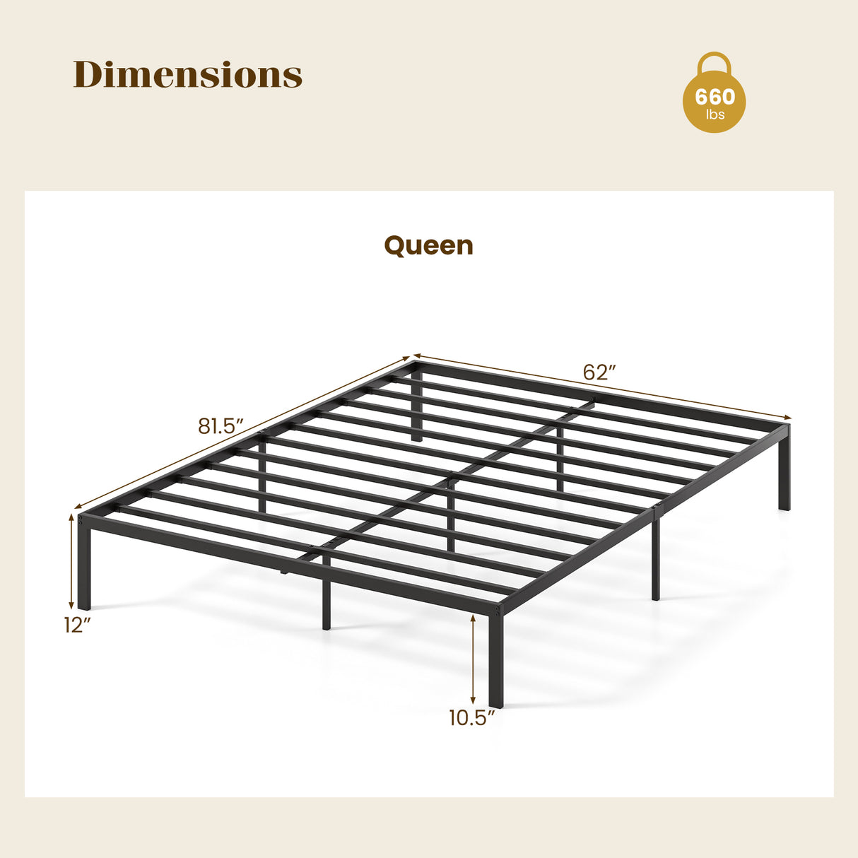Full/Queen/King Size Metal Bed Frame Heavy Duty Support Slats Mattress Foundation