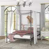 Twin/Full/Queen Size Metal Canopy Bed Frame with Slat Support