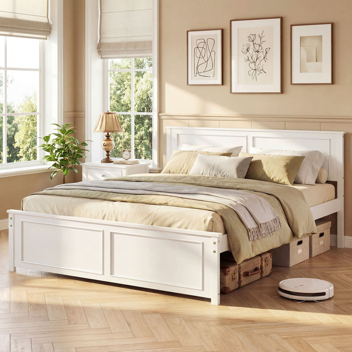 Full/Queen/Twin Size Platform Bed Frame with Headboard
