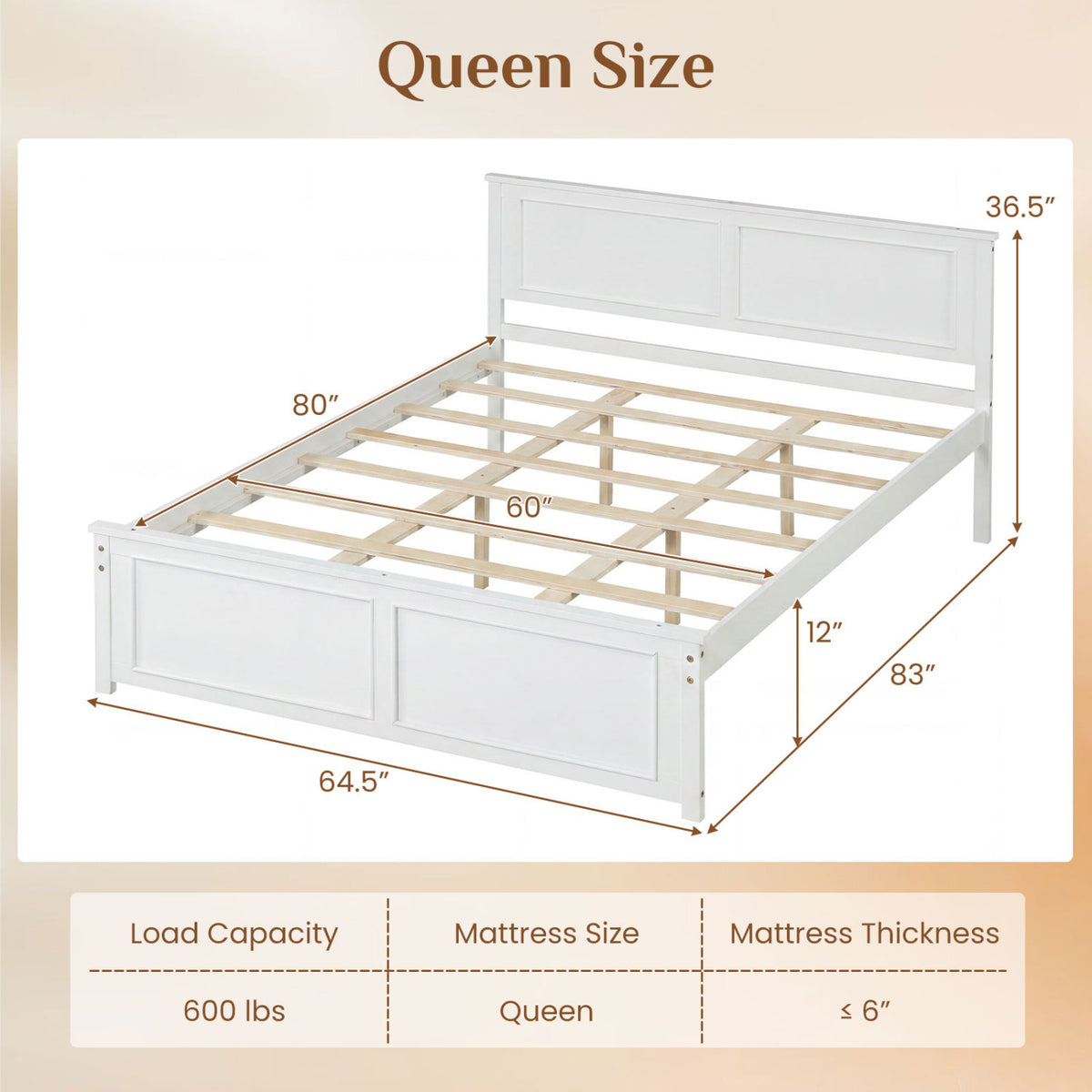 Full/Queen/Twin Size Platform Bed Frame with Headboard