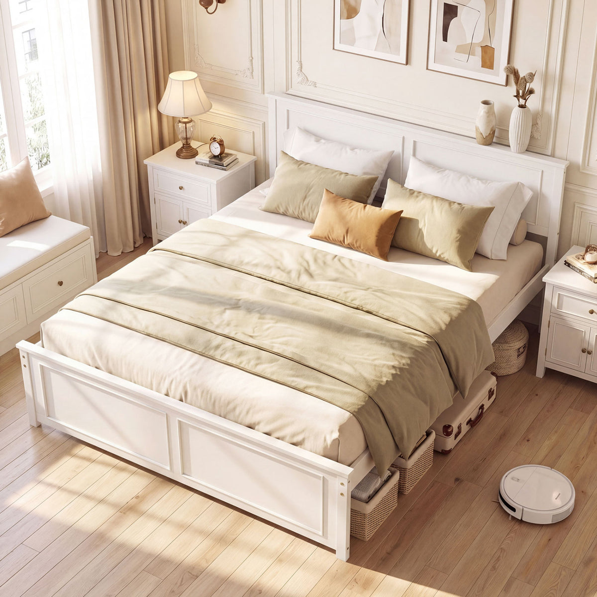 Full/Queen/Twin Size Platform Bed Frame with Headboard