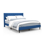 Queen Size Upholstered Platform Bed with Button Tufted Wingback Headboard
