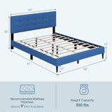 Queen Size Upholstered Platform Bed with Button Tufted Headboard