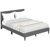 Queen Size Upholstered Platform Bed with Button Tufted Headboard