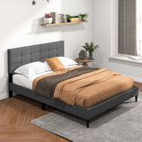 Queen Size Upholstered Platform Bed with Button Tufted Headboard