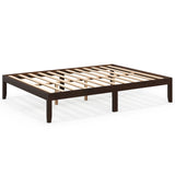 Queen Size Wood Bed Frame with Wooden Slats Support and Rubber Wood Legs