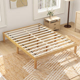 Queen Size Wood Bed Frame with Wooden Slats Support and Rubber Wood Legs