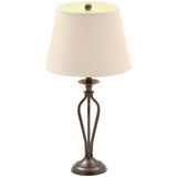 Traditional Bronze Metal Finish Table Lamp with Beige Linen Shade