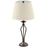 Traditional Bronze Metal Finish Table Lamp with Beige Linen Shade