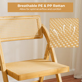Rattan Cane Folding Dining Chairs Set of 2 with Rotatable Backrests-Natural