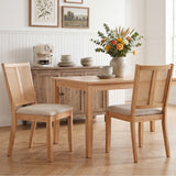 Rattan Dining Chairs Set of 2 with Curved Backrest & Padded Seat for Dining Room