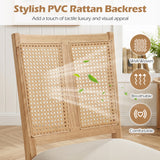 Rattan Dining Chairs Set of 2 with Curved Backrest & Padded Seat for Dining Room