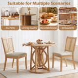 Rattan Dining Chairs Set of 2 with Curved Backrest & Padded Seat for Dining Room