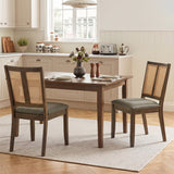 Rattan Dining Chairs Set of 2 with Curved Backrest & Padded Seat for Dining Room