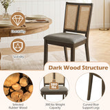Rattan Dining Chairs Set of 2 with Curved Backrest & Padded Seat for Dining Room