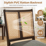 Rattan Dining Chairs Set of 2 with Curved Backrest & Padded Seat for Dining Room